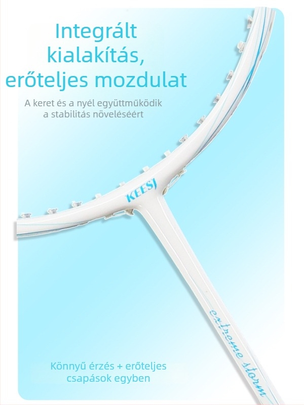 Badmintonütő – karbon-ötvözet keret; egy darabból álló konstrukció; súly 90–94 g; ütőtípus: egyenes; logónyomtatás elérhető