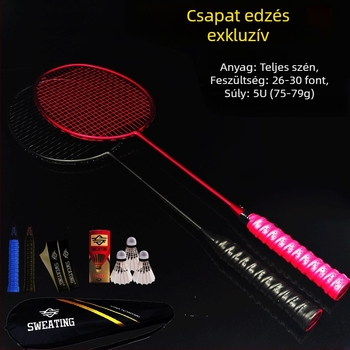 Badmintonütő szénszálas kerettel; tömeg 75–79 g; fogantyú vastagsága G4; ütőtípus: egyenes ütés