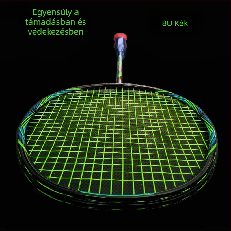 Badminton ütő, szénszálas váz, egyenes nyél, fogantyú G5, közepes hajlás, kezdőknek megfelelő