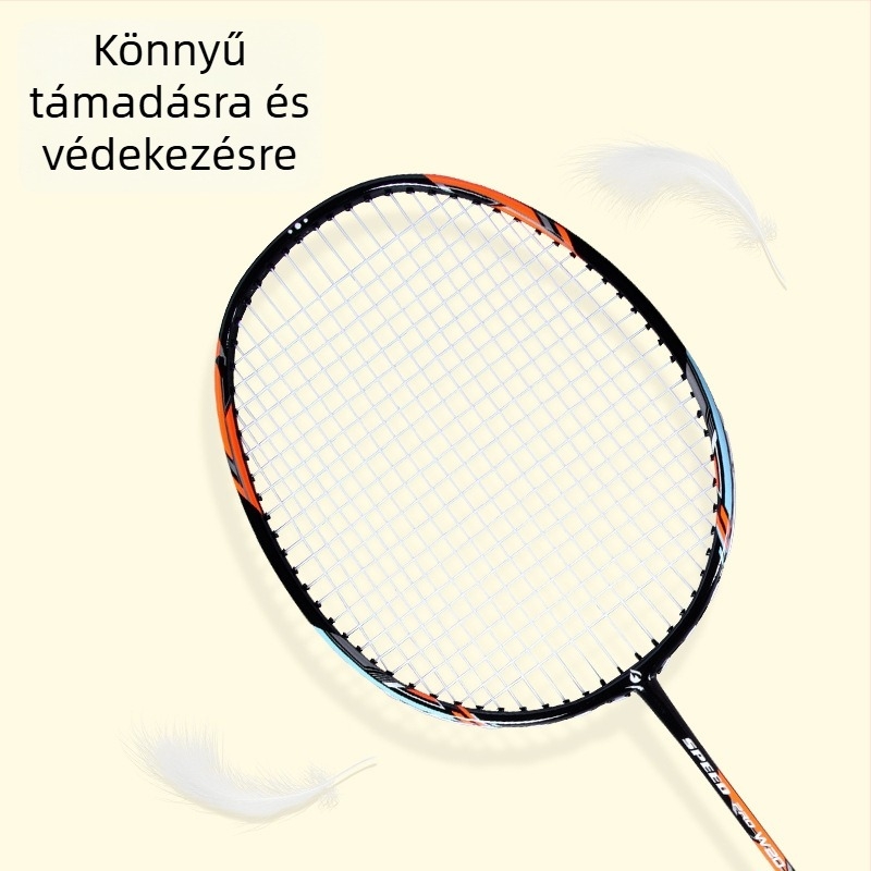 Bádmintonütő – szénszálas váz, súly 90–94 g, 2 darabos készlet, egyenes nyelet, kezdőknek és haladóknak