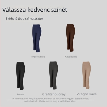 Női jóga nadrág, magas derék, rövid fazon, szorosan illeszkedő, légáteresztő nylon-spandex anyag (80% nylon, 20% spandex).