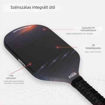 Jusian karbon fiber pickleball ütő — kb. 225 g, egybeöntött, melegpréselt konstrukció, verseny szintű