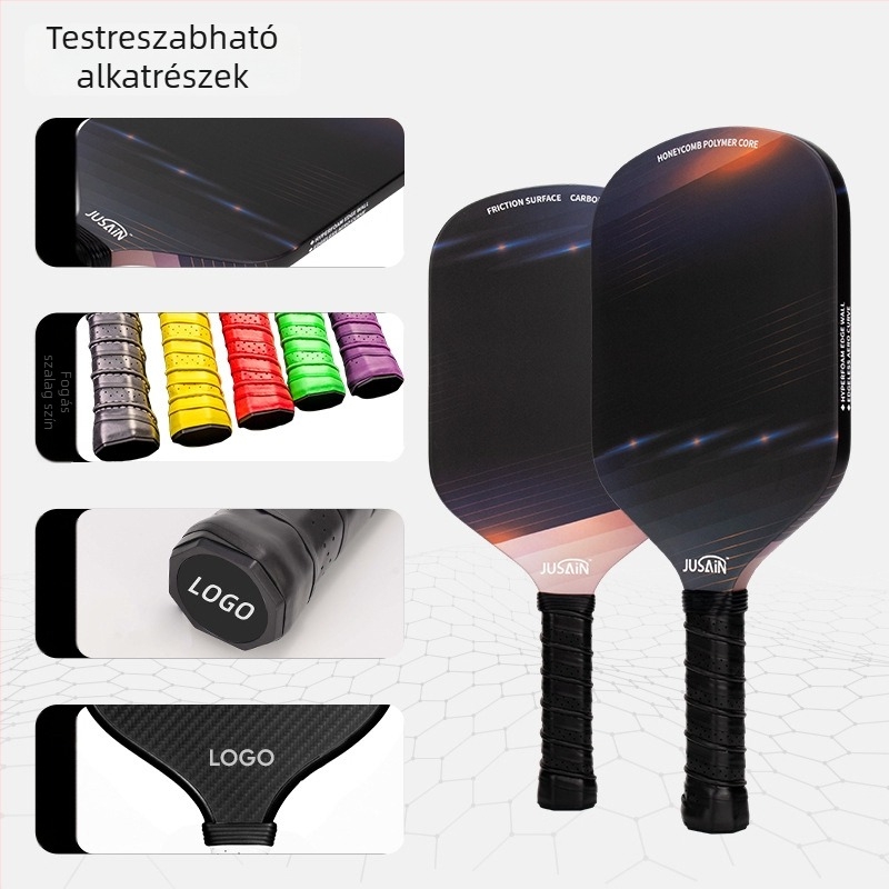 Jusian karbon fiber pickleball ütő — kb. 225 g, egybeöntött, melegpréselt konstrukció, verseny szintű