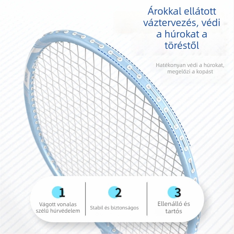 Peak tollaslabdaütő – Szénszálas váz, Nylon húrok, Súly 95–100 g, Markolat vastagsága G5, Húzás 20–23 lb