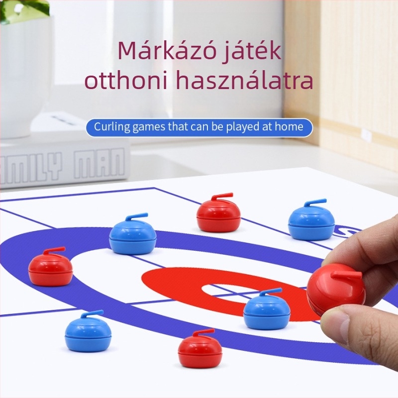 Családi összejövetelre szóló asztali curling játék — két játékos, versengő társasjáték, ABS anyag