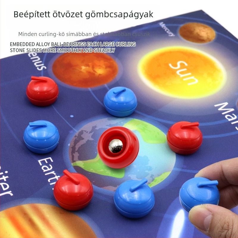 Családi összejövetelre szóló asztali curling játék — két játékos, versengő társasjáték, ABS anyag