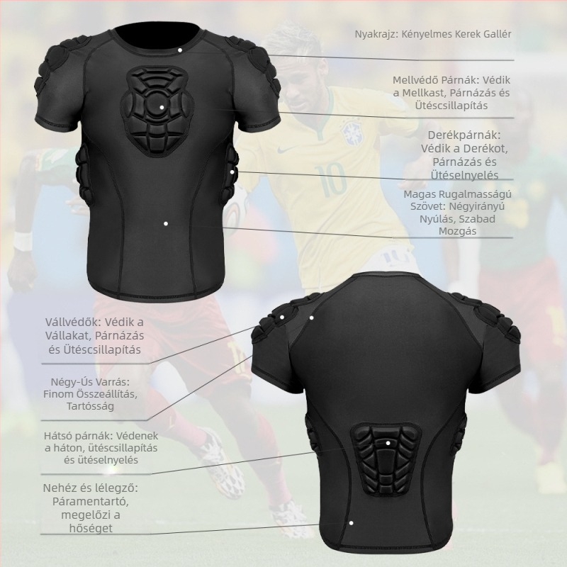 Kombinált sportvédő felszerelés felnőtteknek EVA anyaggal, csípő- és vállvédelmet tartalmaz, alkalmas kosárlabda, futball, rugby és baseball számára