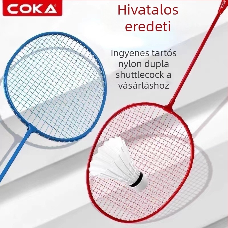 Ferroalloy keretű tollasütő; Nylon húrok; súly 95–100 g; markolat G5; egyenes lövés