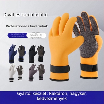 3 mm vastag szilikon búvárkesztyűk – uniszex, csúszásmentes, kopásálló, UV védelem, búvárkodáshoz, úszáshoz és szörfözéshez