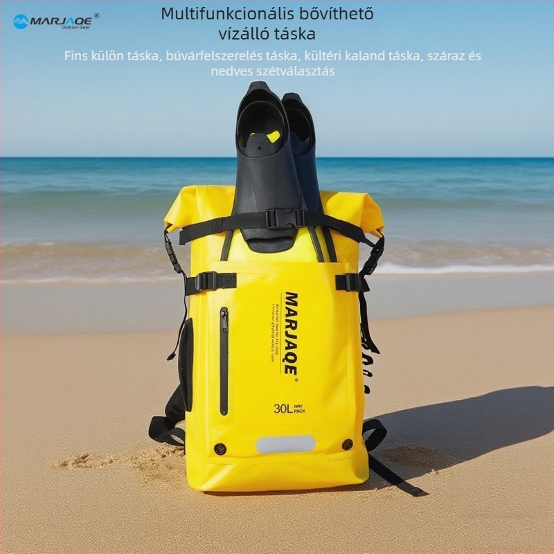 Többcélú vízálló hátizsák kültéri tevékenységekhez, 30L kapacitás; 500D PVC mesh anyag; vízálló anyag; csíkos mintázat; ideális szabadmerüléshez, úszáshoz és raftinghoz; uniszex.