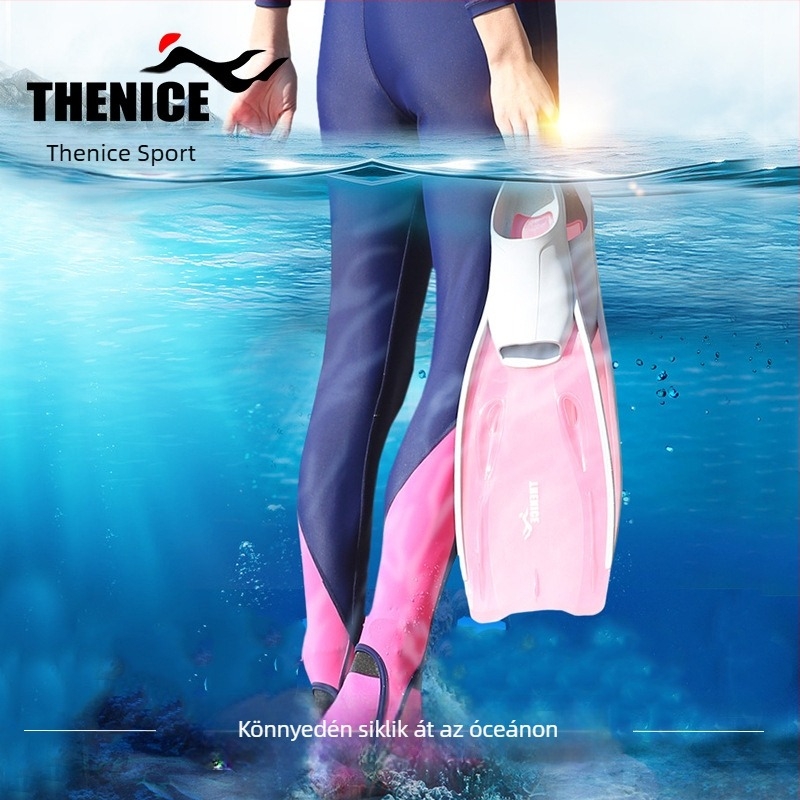 Thenice hosszú uszonyok úszáshoz, snorkelezéshez és szabad merüléshez, csúszásmentes; Anyagok: TPR gumi, PP; Testreszabás elérhető; Magáncímke elérhető