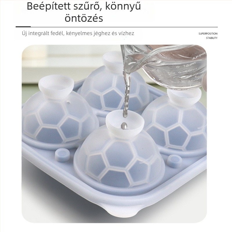 Gömb alakú szilikon jégkocka forma, 100 ml, gyors fagyás, könnyű kiemelés, logóval