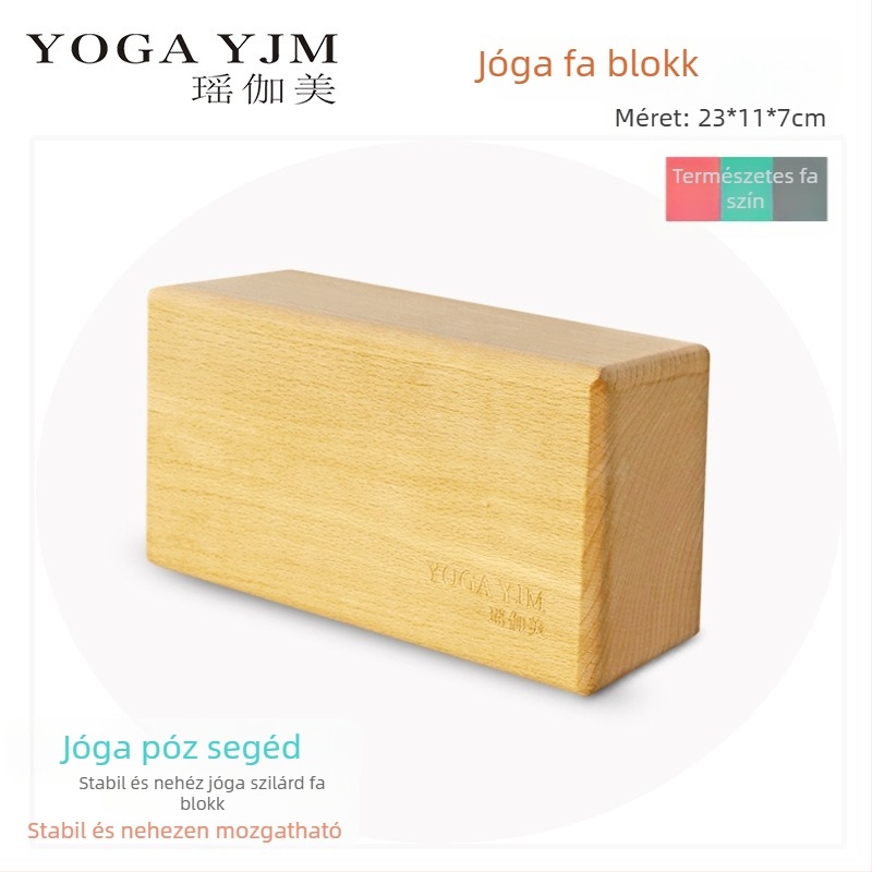 Jóga blokk bükkfából – Iyengar-stílus, márka YaojameiYOGAYJM, jóga kiegészítő