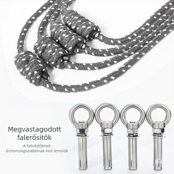 XinReDa Falra szerelhető jóga kötél – poliészter-pamut jóga kötél, inverziós edzéshez, jóga segédeszköz (Típus: Stretch Strap/Yoga Rope; Márka: XinReDa; Anyag: Poliészter-pamut; Kategória: Yoga aids)