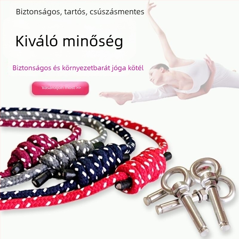 XinReDa Falra szerelhető jóga kötél – poliészter-pamut jóga kötél, inverziós edzéshez, jóga segédeszköz (Típus: Stretch Strap/Yoga Rope; Márka: XinReDa; Anyag: Poliészter-pamut; Kategória: Yoga aids)