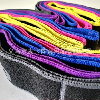 Myka jóga nyújtó szalag, kötött poliészter + latex fonal, figurás minta, jóga segédeszköz