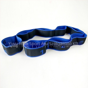 Myka jóga nyújtó szalag, kötött poliészter + latex fonal, figurás minta, jóga segédeszköz