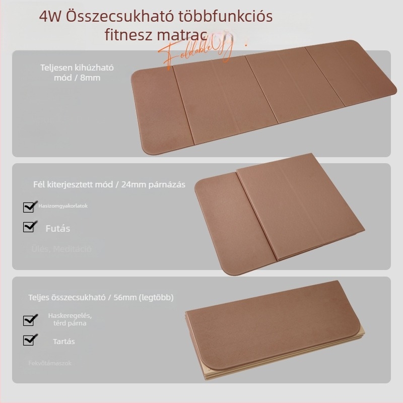 POE jógamatrac, 8 mm vastagság, összecsukható, csúszásmentes, csendes