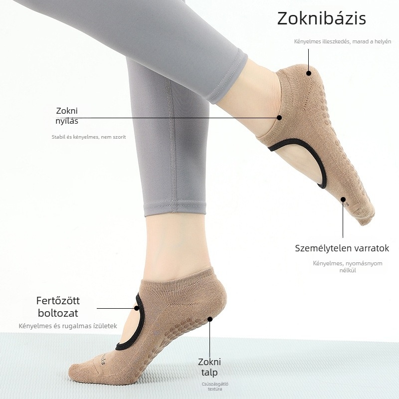 Jóga zokni csúszásmentes edzéshez | pamut 95–100%, egyszálas varrás, 168 öltés