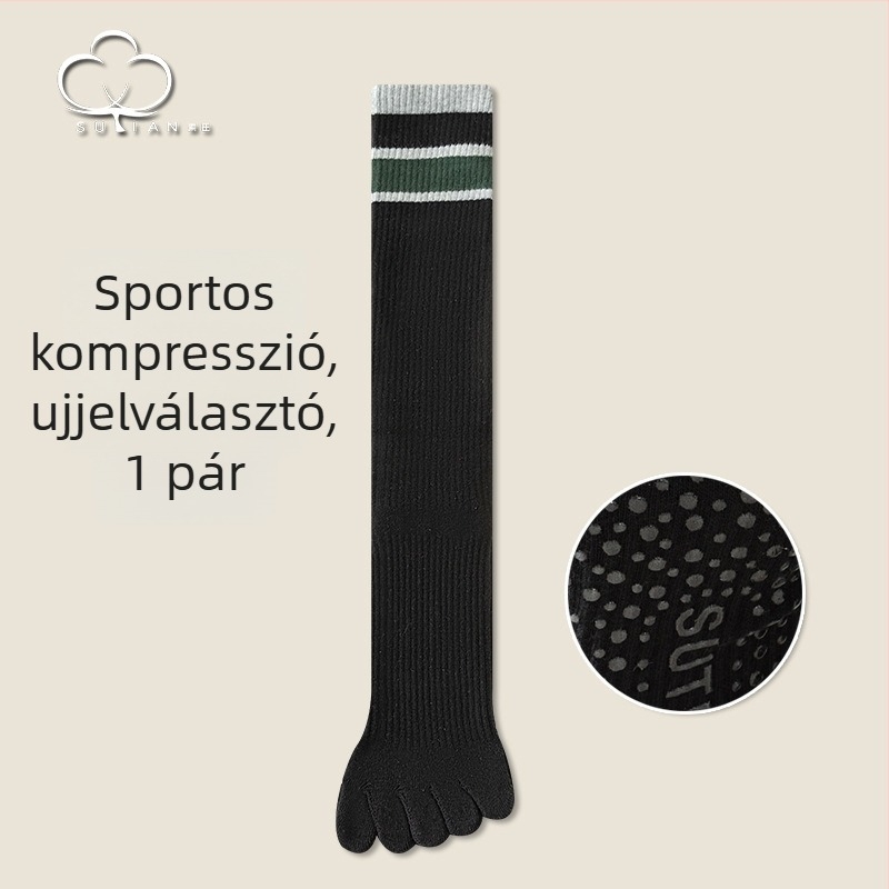 Térdmagasságú ötujjas zokni, pamutból, csíkos, sportos, izzadságszívó és szagellenőrző funkcióval