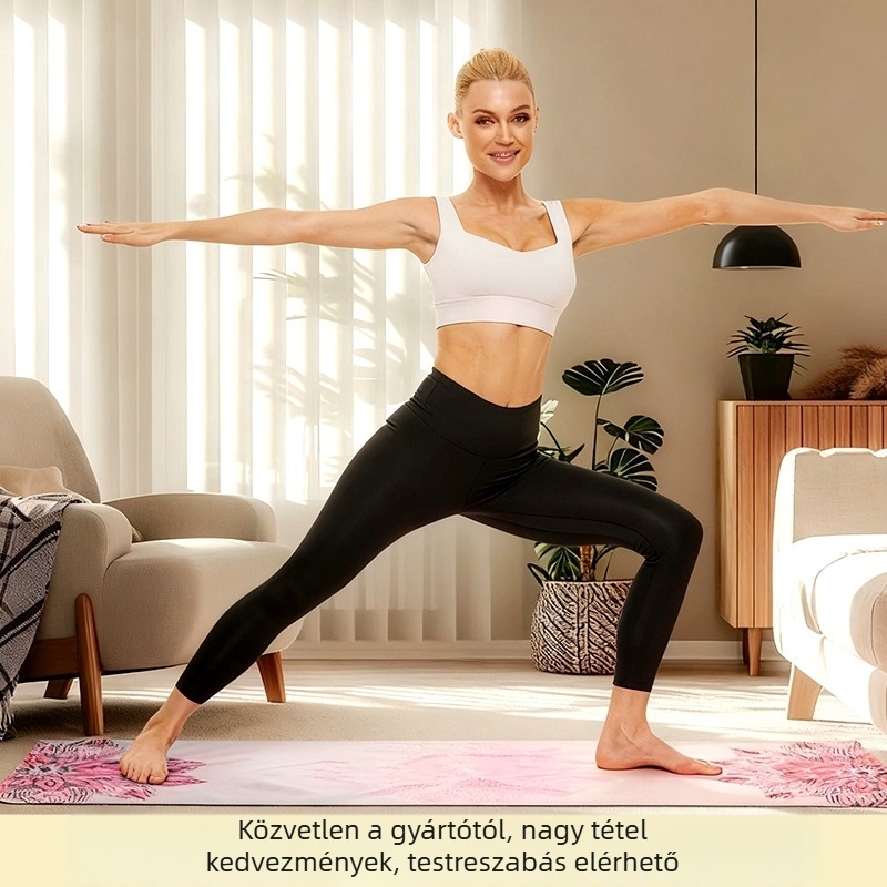 Peng Di mikroszálas jóga törölköző a fitneszhez — 3 mm vastagságú, 300 g, nedvesség-szívó és csúszásmentes; összetétel: 85% poliészter, 15% nylon