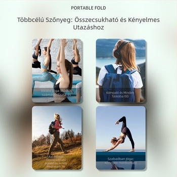 TPE jóga matrac, kétoldalas, összecsukható, hordozható, csúszásmentes, 700 g, vastagság 4/6/8 mm