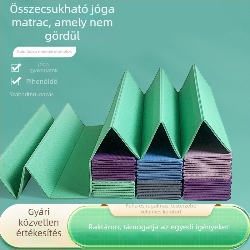 TPE jóga matrac, kétoldalas, összecsukható, hordozható, csúszásmentes, 700 g, vastagság 4/6/8 mm
