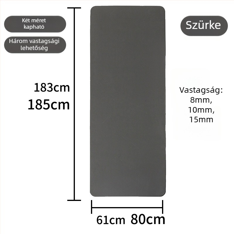 NBR jógaszőnyeg kezdőknek, csúszásmentes, egyszínű, nagy sűrűségű, 183 x 61 cm, vastagság 10–20 mm