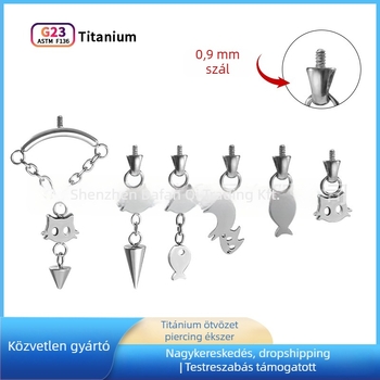 Titánötvözet fülbevalók – uniszex piercing ékszerek, fényes felület, állat/horoszkóp forma