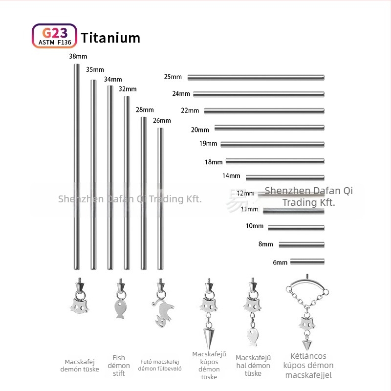 Titánötvözet fülbevalók – uniszex piercing ékszerek, fényes felület, állat/horoszkóp forma