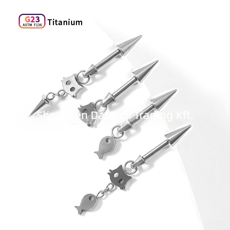 Titánötvözet fülbevalók – uniszex piercing ékszerek, fényes felület, állat/horoszkóp forma