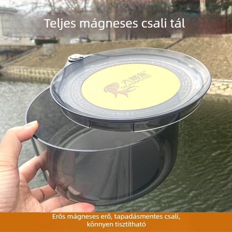 Mágneses etetőtál – ABS műanyag, kétszintes kialakítás, három dobásos tál, horgászati kiegészítő