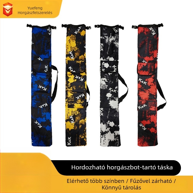 Horgászbot táska, összecsukható vászonból, nagy kapacitású, vízálló, tervezve a bot, orsó és damil tárolására