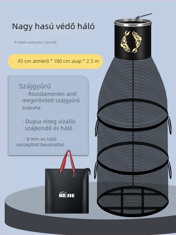 Ráft-horgász háló nagy halak számára, harang alakú, gyorsan száradó, többfunkciós tározó háló; Márka: Other; Anyag: Selyem