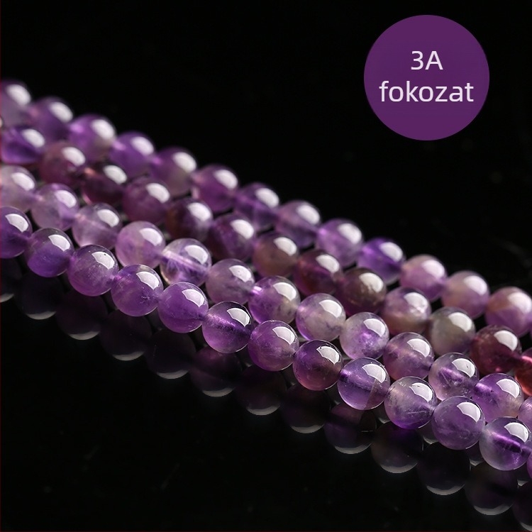 Természetes ametiszt gyöngyök, félkész DIY ékszer alkatrészek, mély lila, fényesített