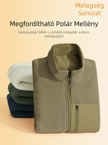 Férfi fleece mellény – kétoldalas, álló gallérral, téli meleg