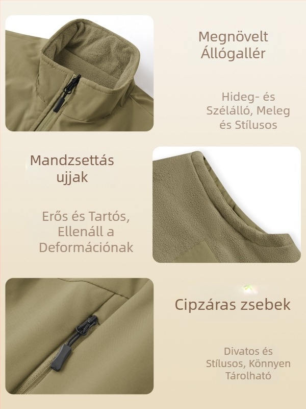 Férfi fleece mellény – kétoldalas, álló gallérral, téli meleg