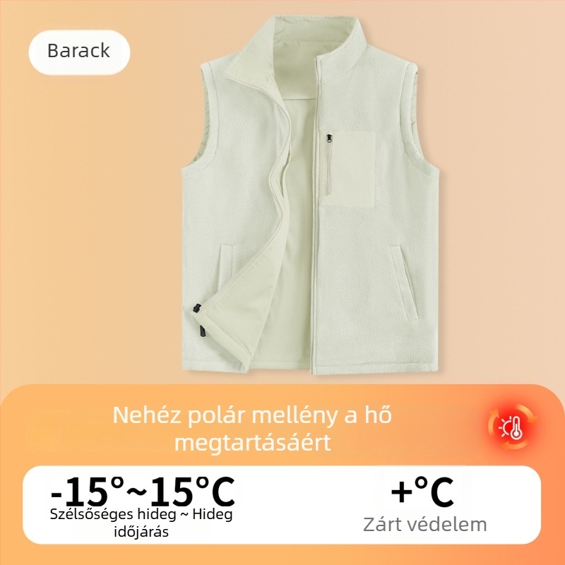 Férfi fleece mellény – kétoldalas, álló gallérral, téli meleg