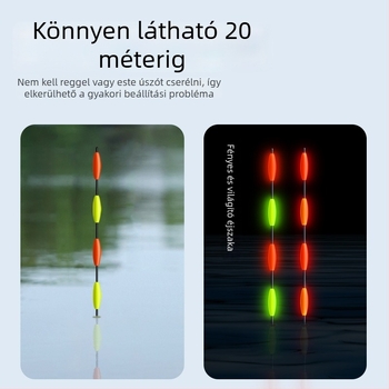 Ólommentes, önállóan álló fénylő úszó fekete aknához tartó horgászathoz, nappal és éjjel