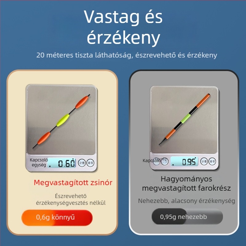 Ólommentes, önállóan álló fénylő úszó fekete aknához tartó horgászathoz, nappal és éjjel