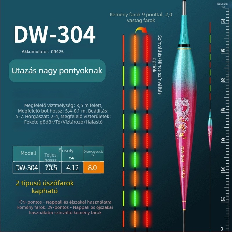 Színes elektronikus úszó harapásjelző gravitációs érzékelővel, nappal és éjjel használható, vastag és feltűnő