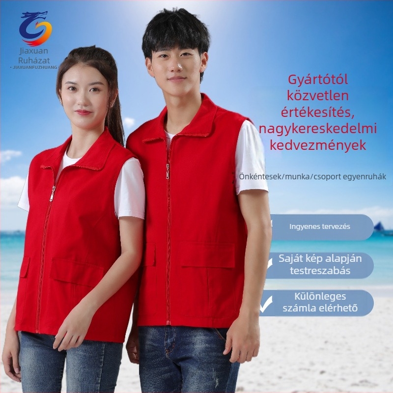 Önkéntes reklám mellény – Anyag: 100% pamut; Zárás: cipzár; Belső anyag: nylon; Gallér: rever