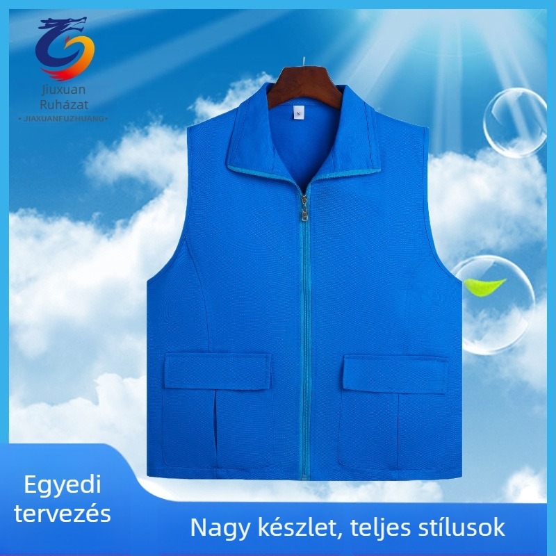 Önkéntes reklám mellény – Anyag: 100% pamut; Zárás: cipzár; Belső anyag: nylon; Gallér: rever