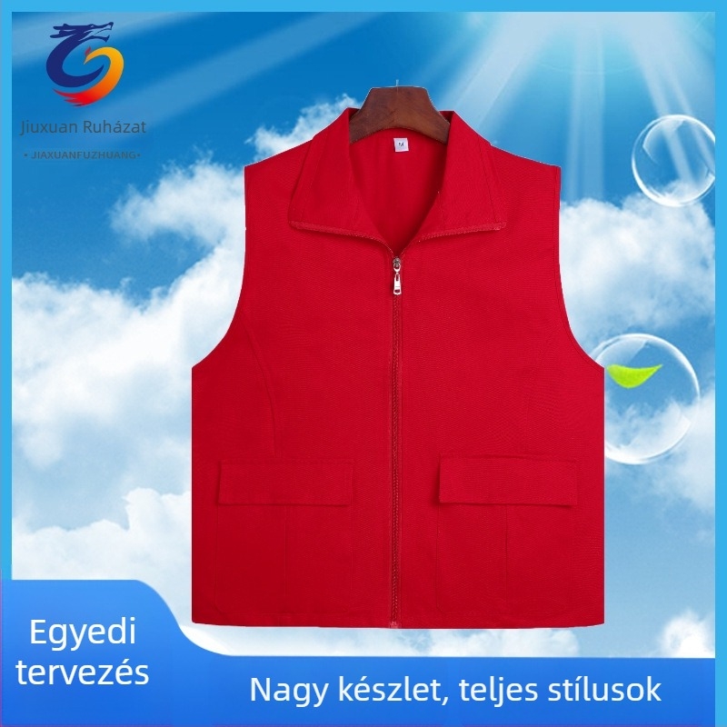 Önkéntes reklám mellény – Anyag: 100% pamut; Zárás: cipzár; Belső anyag: nylon; Gallér: rever