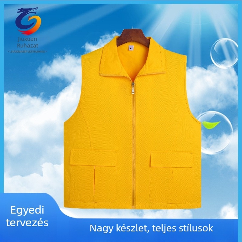 Önkéntes reklám mellény – Anyag: 100% pamut; Zárás: cipzár; Belső anyag: nylon; Gallér: rever
