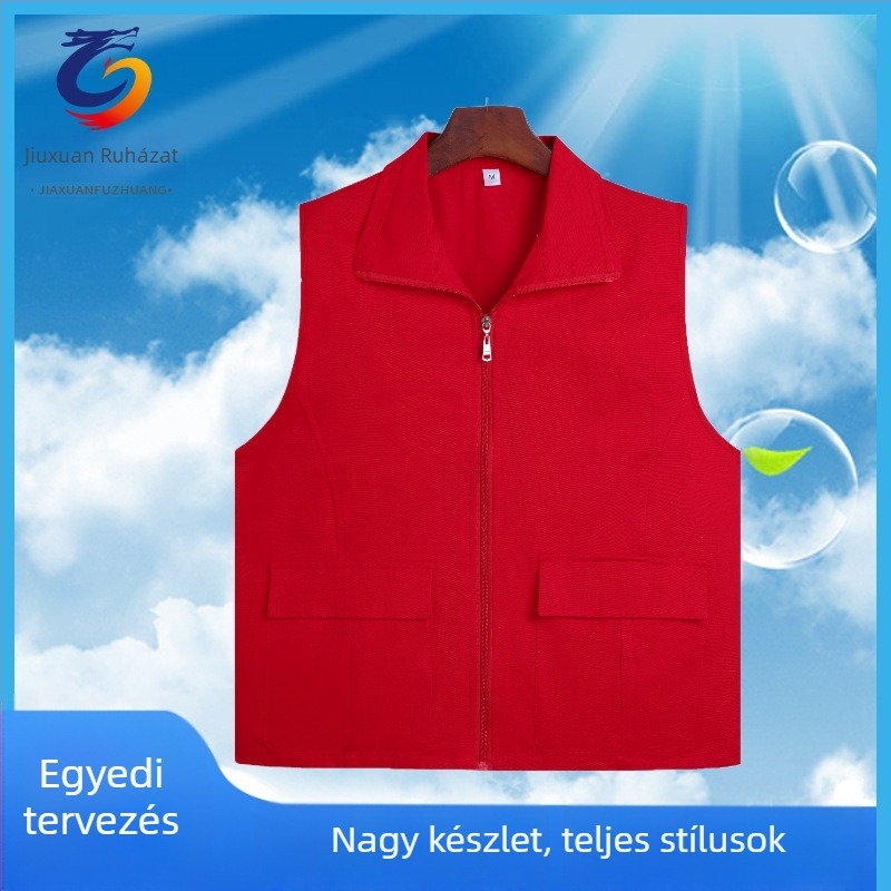 Önkéntes reklám mellény – Anyag: 100% pamut; Zárás: cipzár; Belső anyag: nylon; Gallér: rever