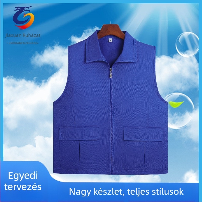 Önkéntes reklám mellény – Anyag: 100% pamut; Zárás: cipzár; Belső anyag: nylon; Gallér: rever