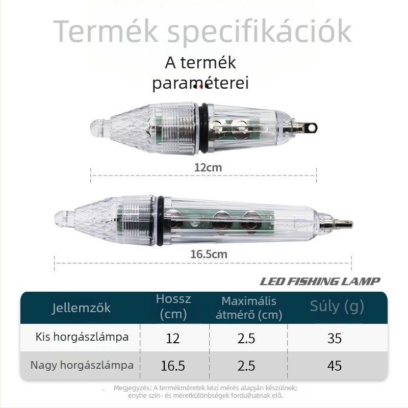 SHARESHARK Mélyvízi alámerülő lámpa horgászathoz – Tengeri és édesvízi használatra, kalmarok és halak csalogatására
