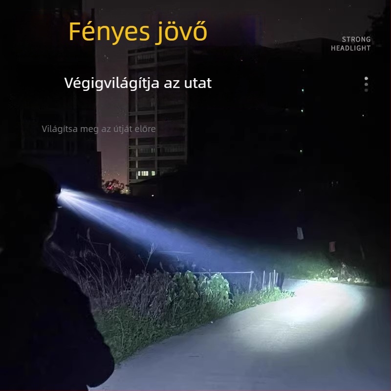 LED fejlámpa mozgásérzékelővel, USB-töltéses, fejre rögzíthető, éjszakai futáshoz és horgászathoz, 800mAh akkumulátor, 3W LED