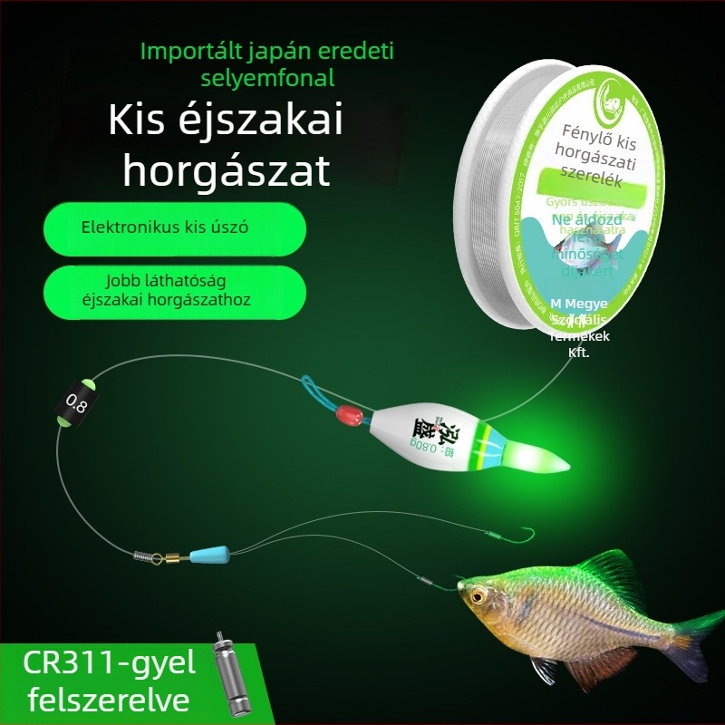 Fényes úszós damilkészlet — nappali és éjszakai kettős használat, sekély víz, patak menti horgászat, nylon